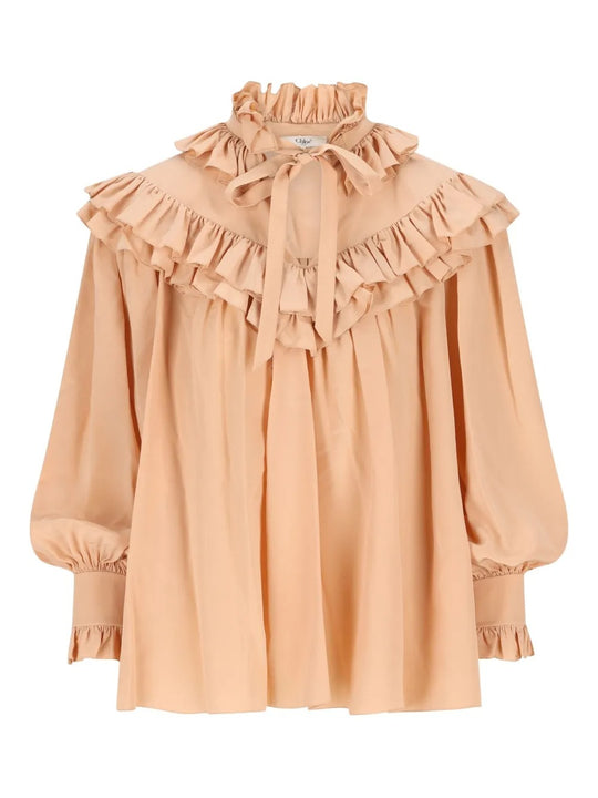 Oversized CrÊPe De Chine Ruffle Top