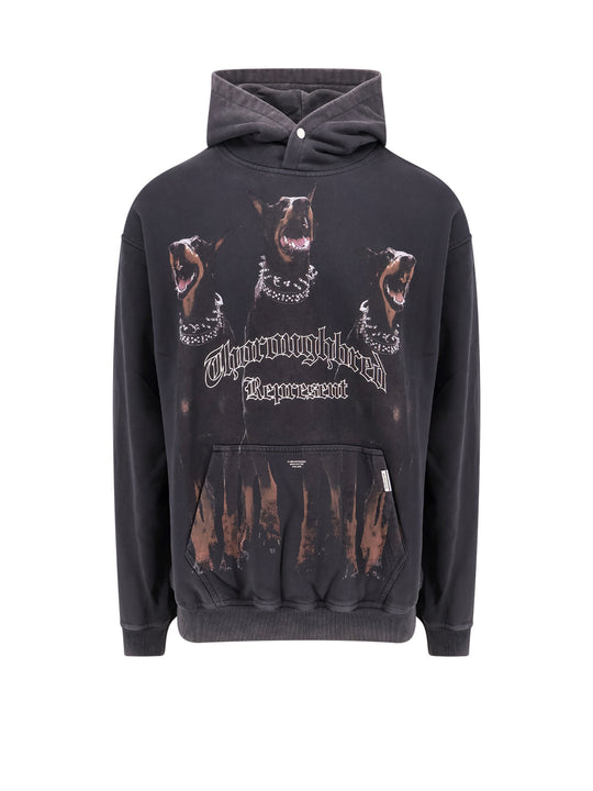 Cotton Sweatshirt With Thoroughbred Print