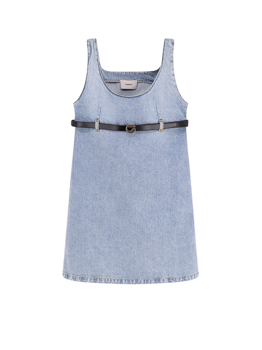 Denim Mini Dress With Belt