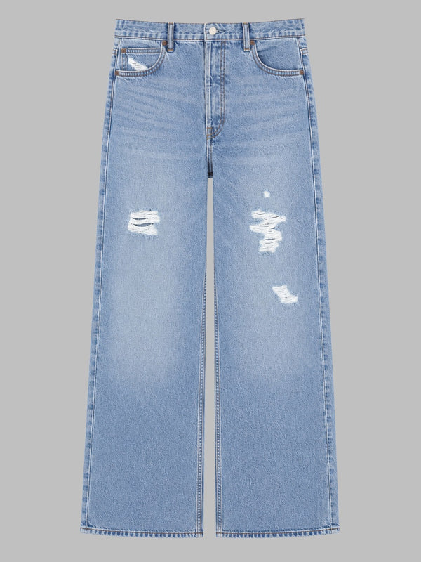 Jeans Ancho De Denim De Algodón