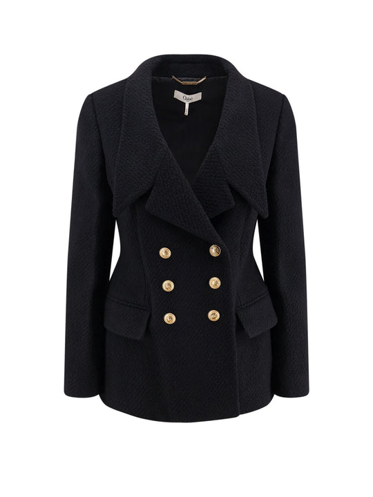 Double-Breasted Virgin Wool Blend Blazer