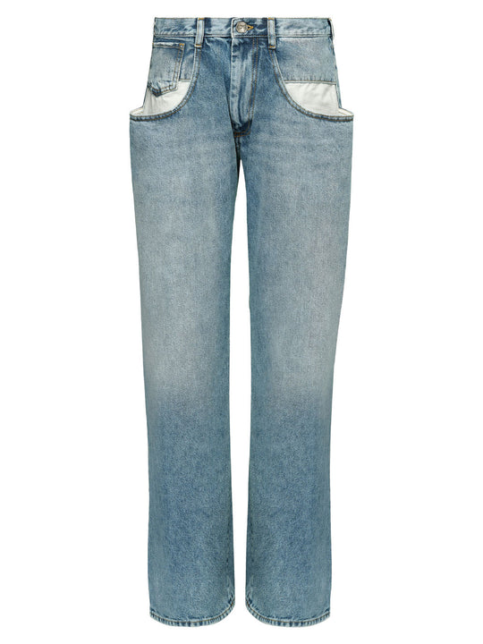Relaxed Fit Jeans With Contrasted Pockets