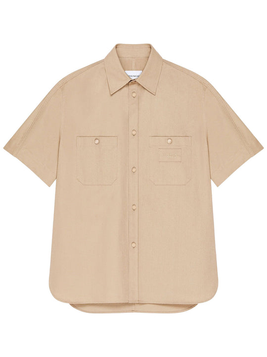 Couture Seam Cotton Shirt With Givenchy Paris Patch