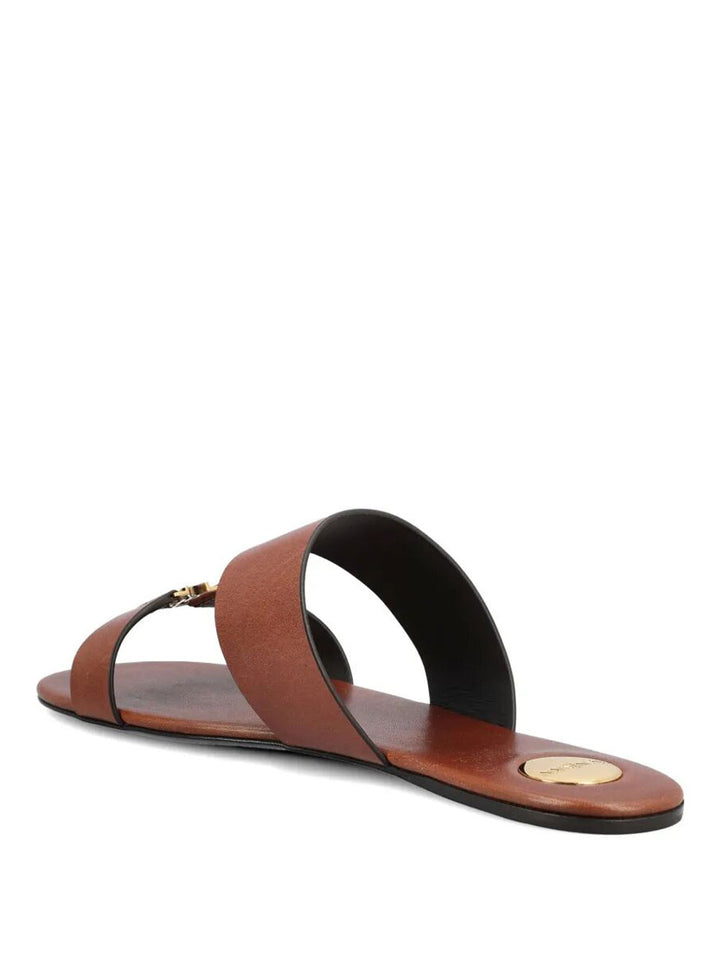 Saint Laurent Paris Sandals - Brown | f86b0110b99c9a54cec1611ec4bf2cde15ccf2bb
