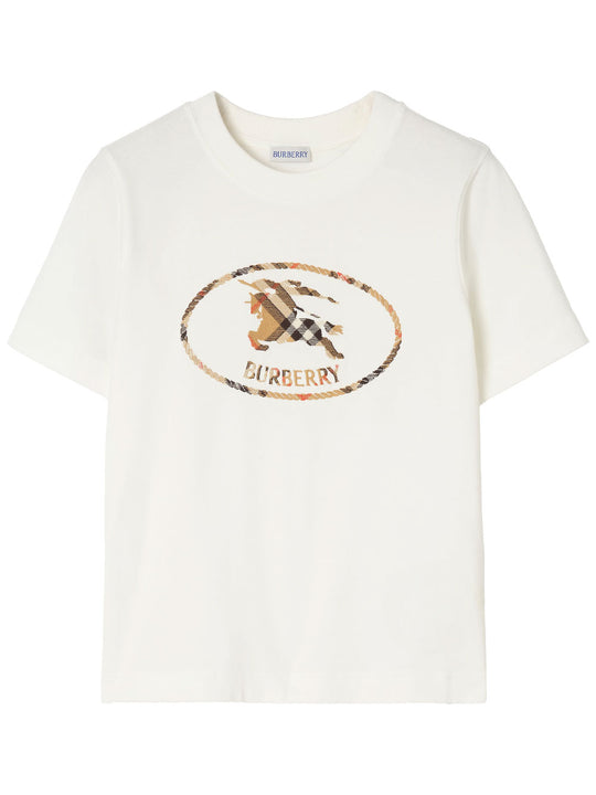 Check Knight Stamp Cotton T-Shirt