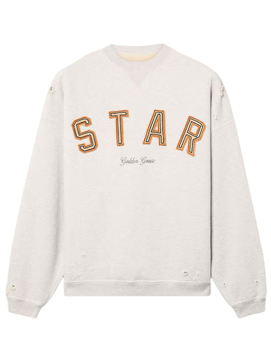 Melange Cotton Star Sweatshirt With Embroidery