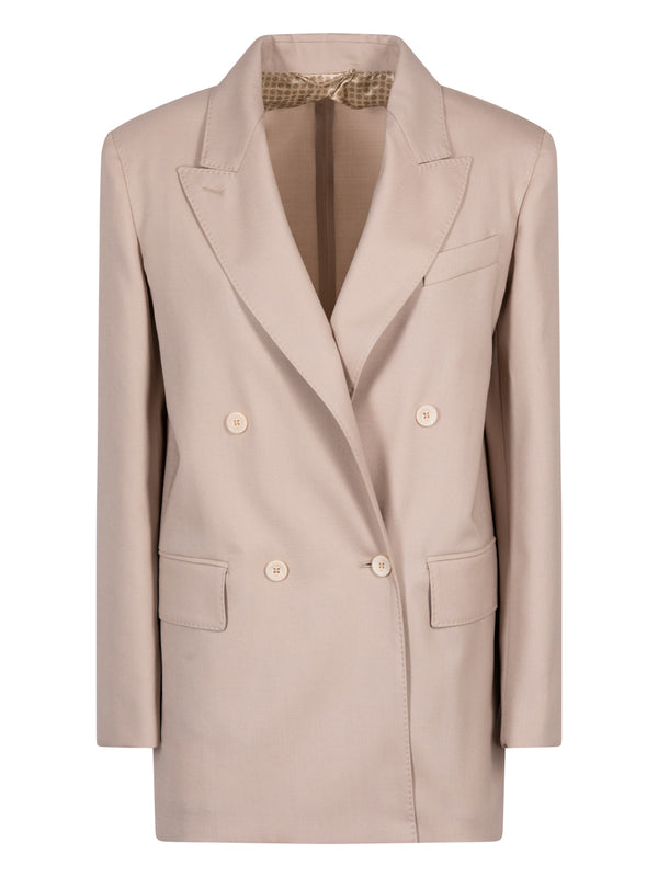 Double-Breasted Wool Blend Blazer