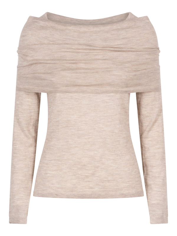 Lightweight Cashmere Sweater With Removable Wrap Detail
