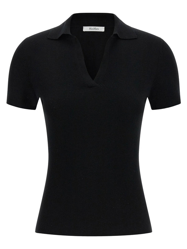 Rib-Knit Wool Polo Shirt