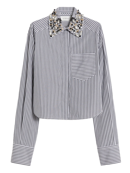 Striped Poplin Crop Shirt
