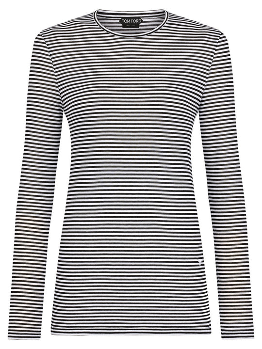 Long-Sleeved Striped T-Shirt With Tonal Tf Embroidered Logo