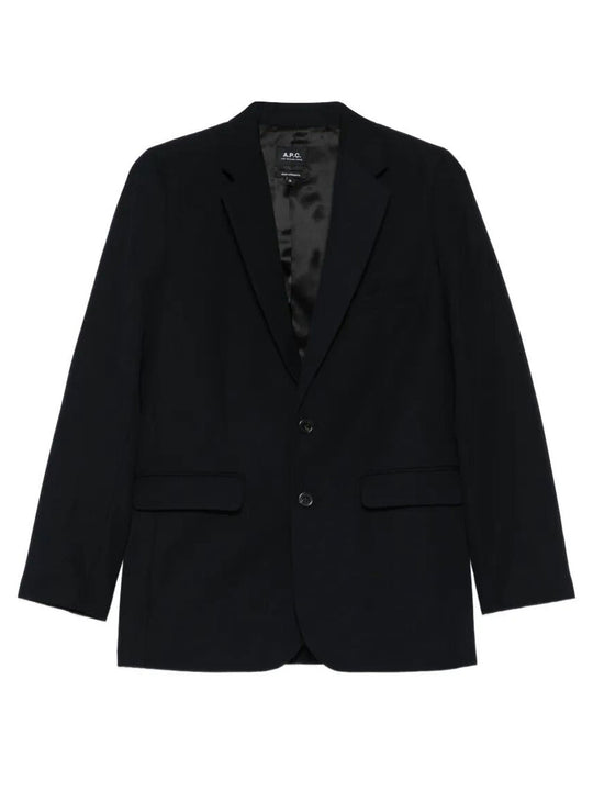 Single-Breasted Wool Blend Blazer