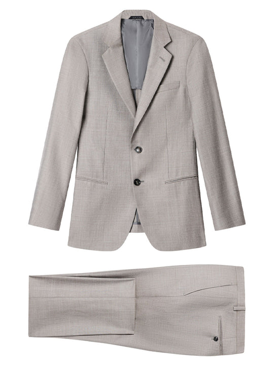 Soho Line Single-Breasted Suit In Wool, Silk And Linen Grisaille