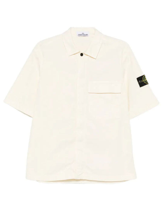 Comfort-Fit Short-Sleeved Cotton Twill Shirt With Pocket