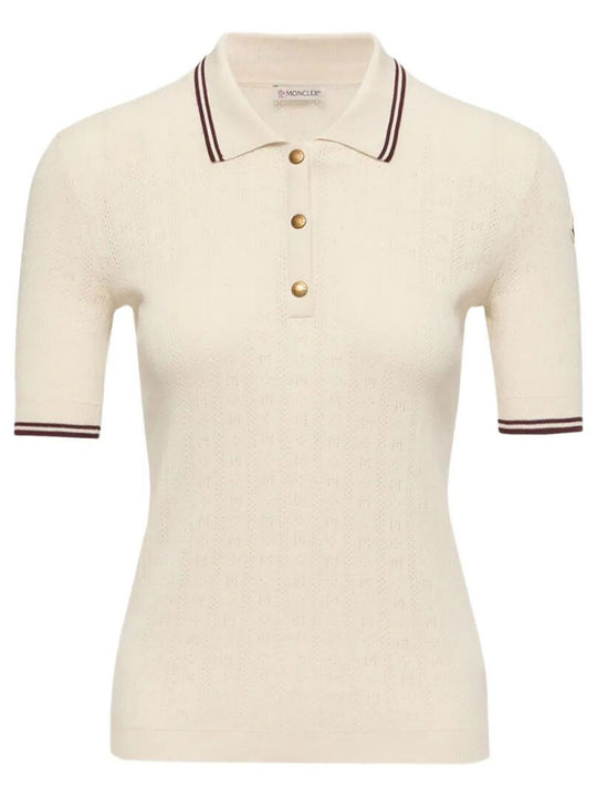 Rhombus And Logo Pattern Cotton Polo Shirt