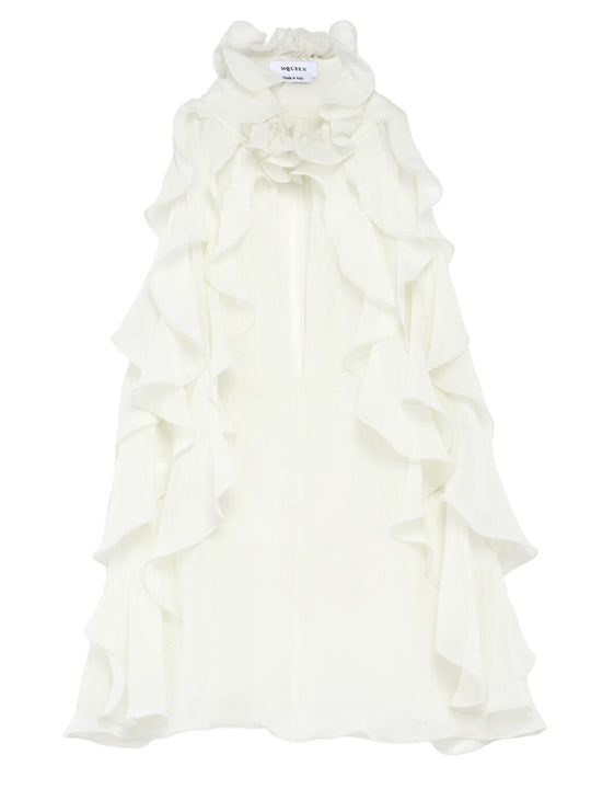 Women`S Ruffled Top In Cream