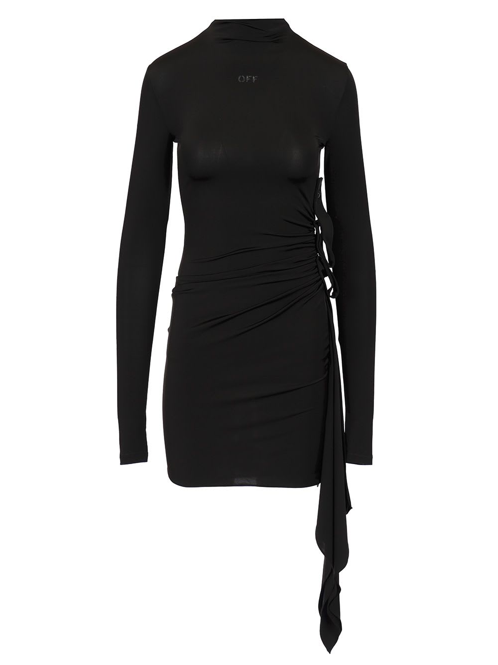Sec Skin Draped Mini Dress Ls Black - Bl Dresses Black