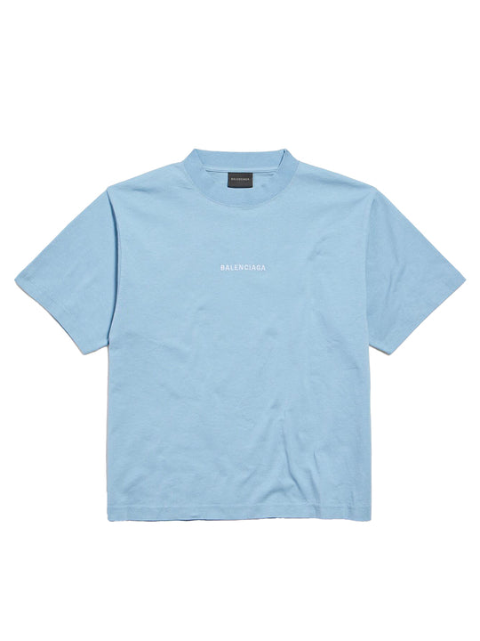Women`S Balenciaga Back T-Shirt Medium Fit In Light Blue/White