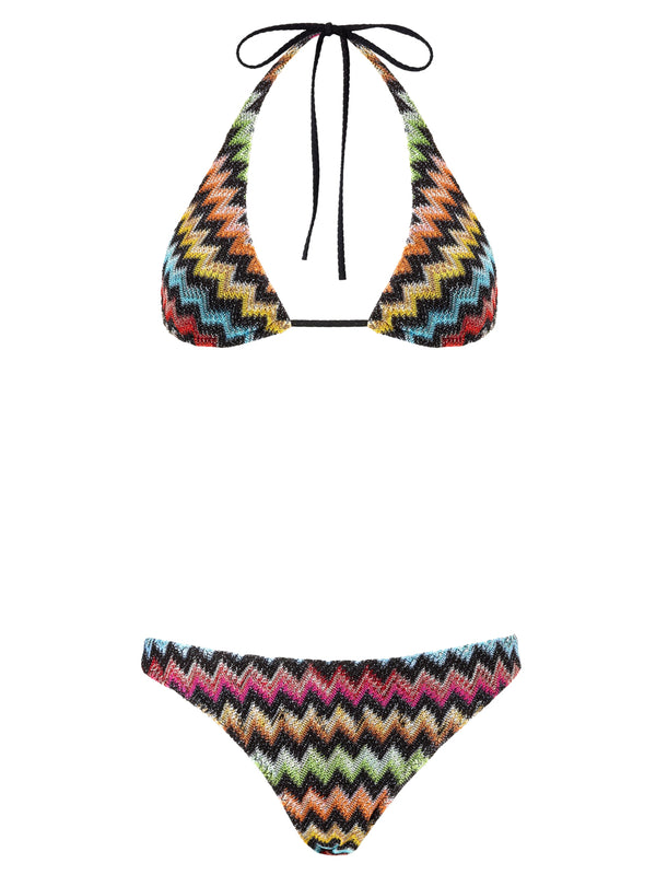 Bikini In LamÉ Viscose With Micro Zigzag Pattern