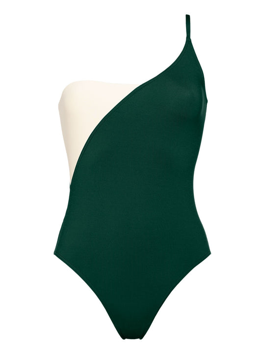 Tandem Two-Tone One-Shoulder Swimsuit
