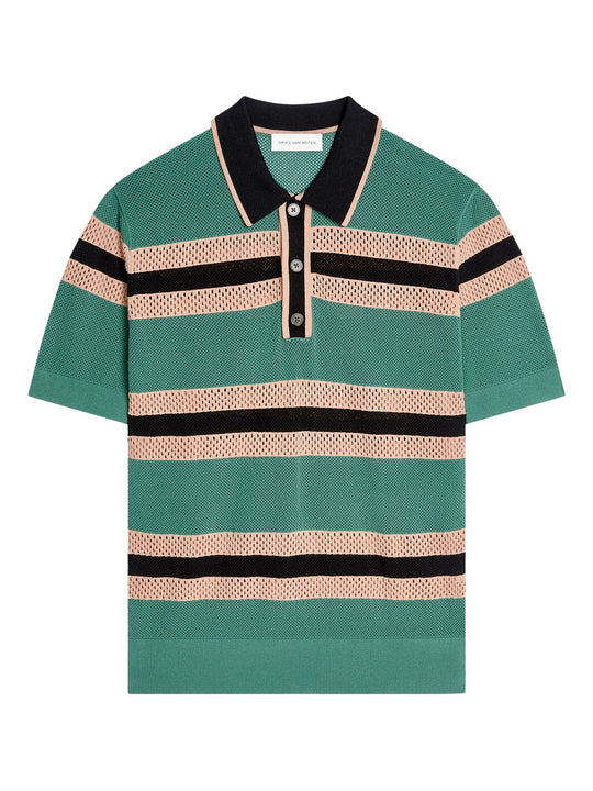 Mercy Viscose Mesh Tricolor Striped Polo Shirt