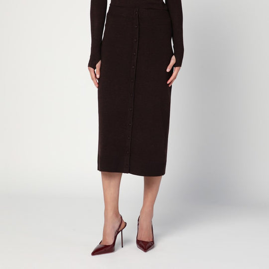 Brown Midi Skirt In Wool Blend