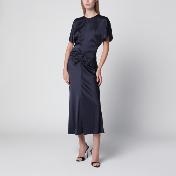 Bela Midi Dress In Midnight Satin Crêpe