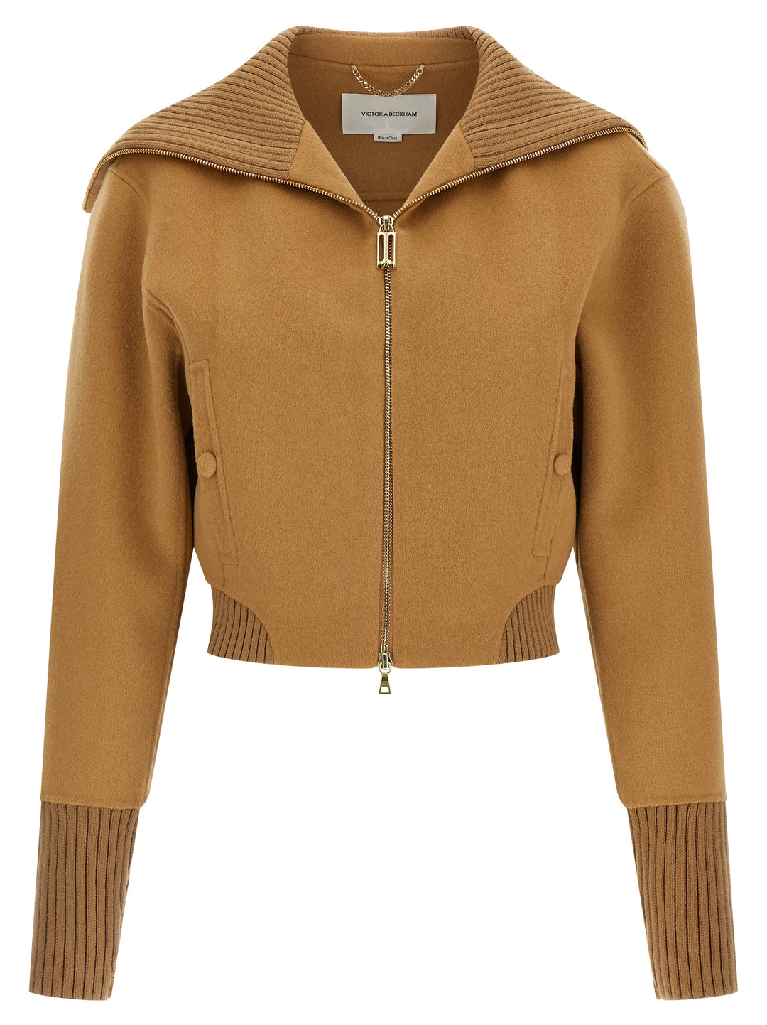Victoria Beckham Double Faced Bomber Puffer Jackets - Beige | 2c59cadd52624a7ea75fd6372bc16f09764c0911