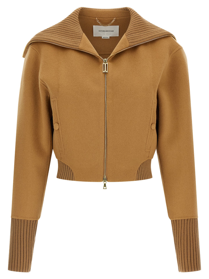 Victoria Beckham Double Faced Bomber Puffer Jackets - Beige | 2c59cadd52624a7ea75fd6372bc16f09764c0911