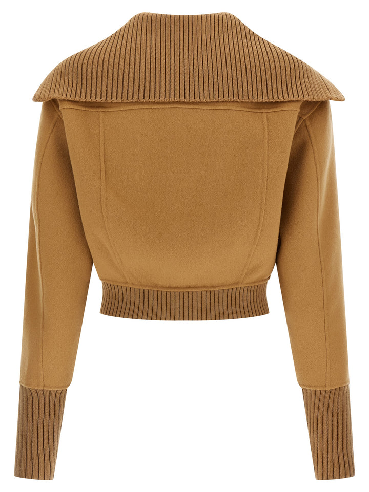 Victoria Beckham Double Faced Bomber Puffer Jackets - Beige | a37cdbb3dc7968cf7dd72ba1d33dfd8fe0ec8786