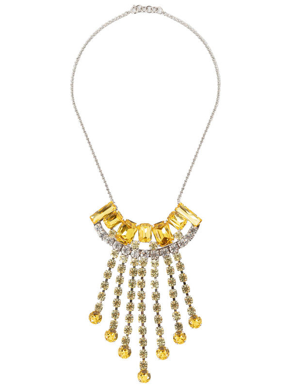 Statement Brass Necklace With Strass Charms