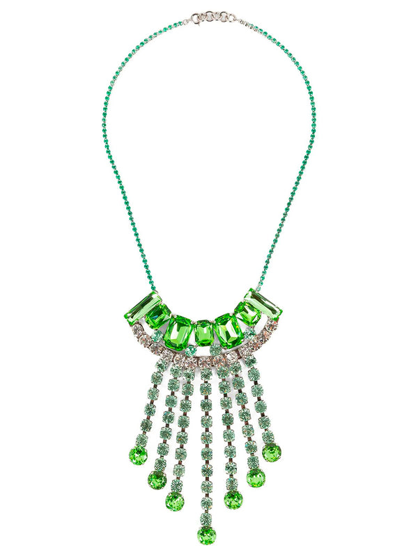 Statement Brass Necklace With Strass Charms