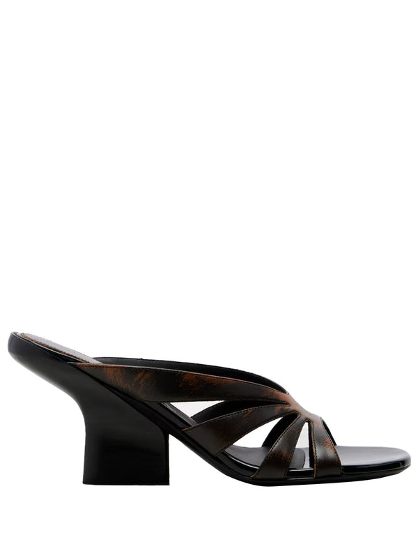 Distressed-Effect Leather Wedge Mule