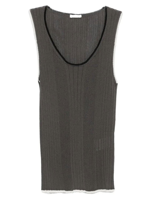 Contrast-Stitch Ribbed Top