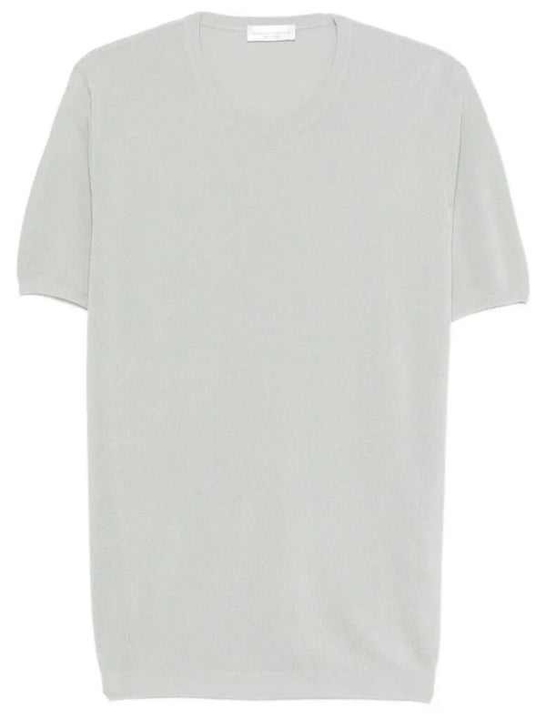 Ribbed Knit Cotton Blend T-Shirt