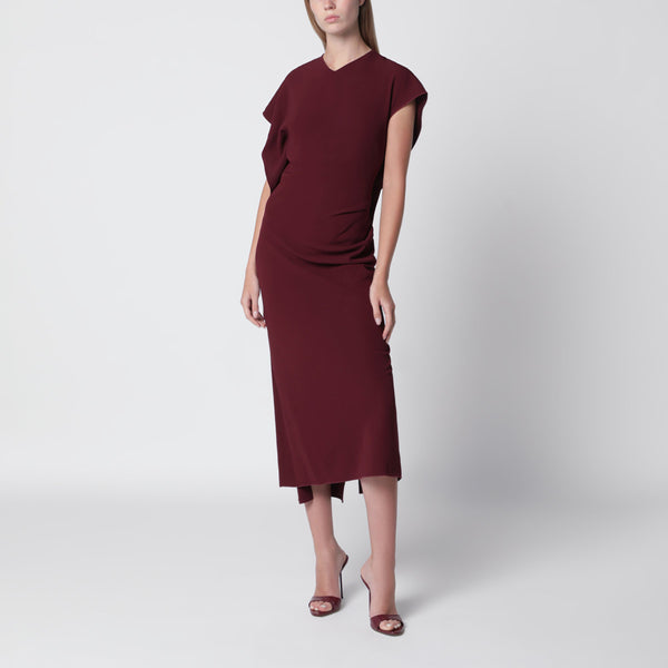 Victoria Stretch Cady Ankle-Length Dress In Cinnabar Red