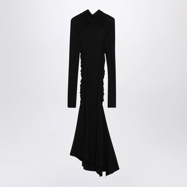 Black Midi High-Neck Dress In Viscose