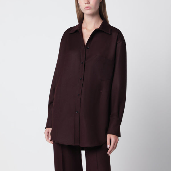 Virgin Wool Flannel Shirt In Acai