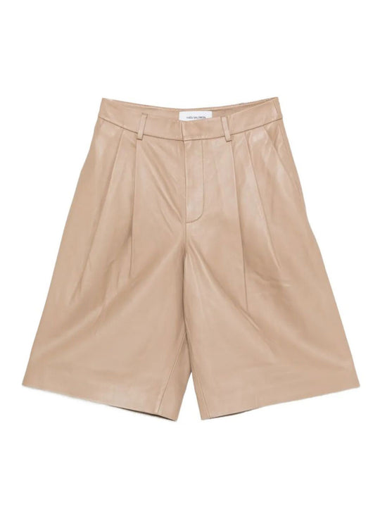 Pleated Leather Bermudas