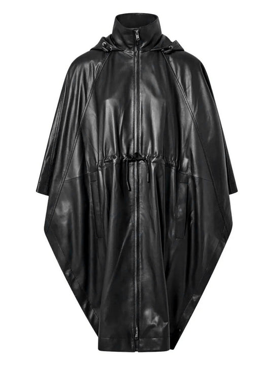 Leather Cape With Drawstring Waist