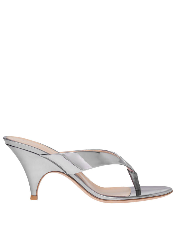 Sofia Thong Metallic-Effect Leather Sandals