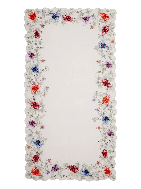 Primrose Wool Stole With Floral Embroidery