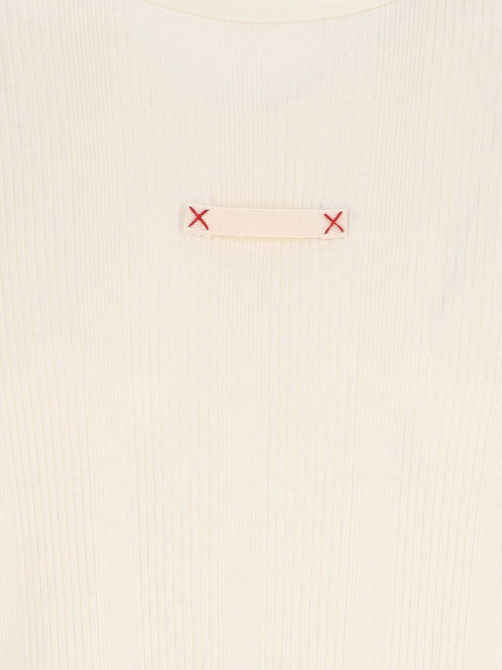 With Ribbed Fabric T-Shirt White