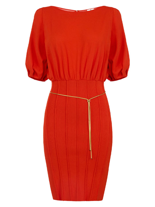 Knit Mini Dress With Snake Belt