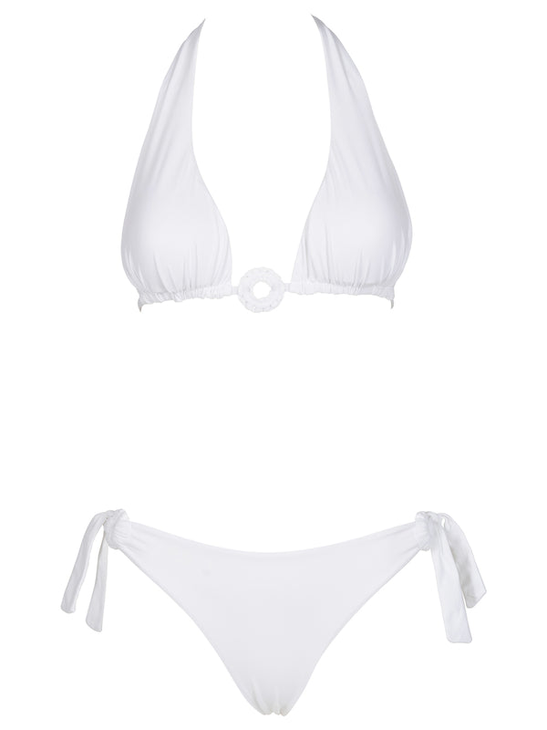 Ruffled Triangle Bikini With Ring