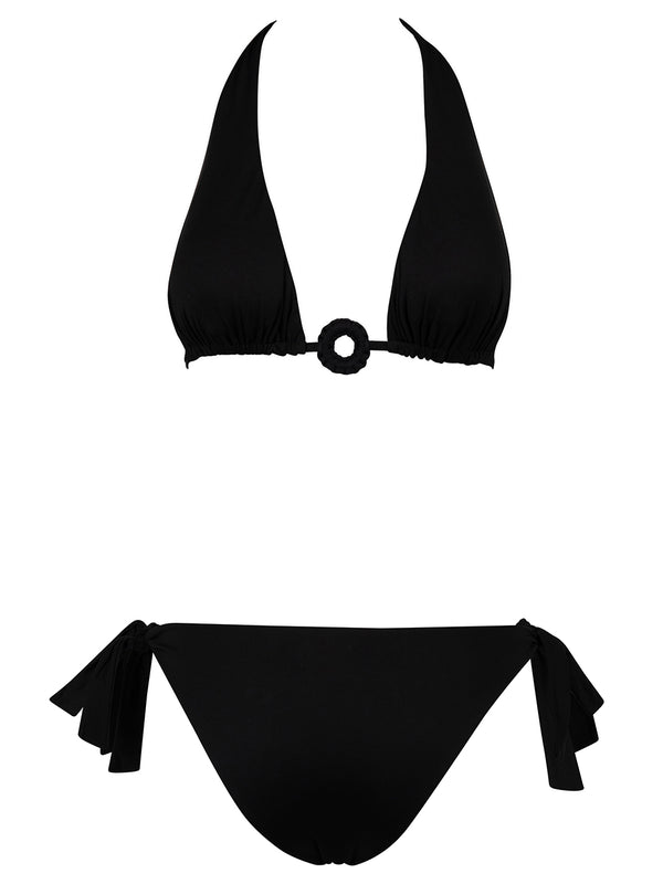 Ruffled Triangle Bikini With Ring