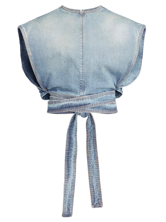 Denim Belted Top