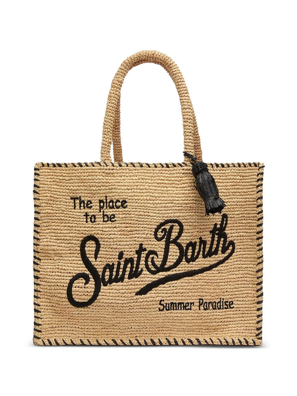Colette Raffia Bag With Embroidered Logo