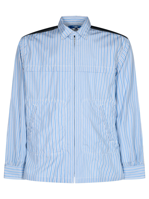 Striped Cotton Overshirt With Zip