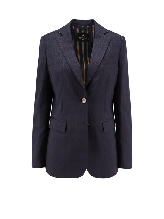 Single-Breasted Wool Blazer With Iconic Pattern